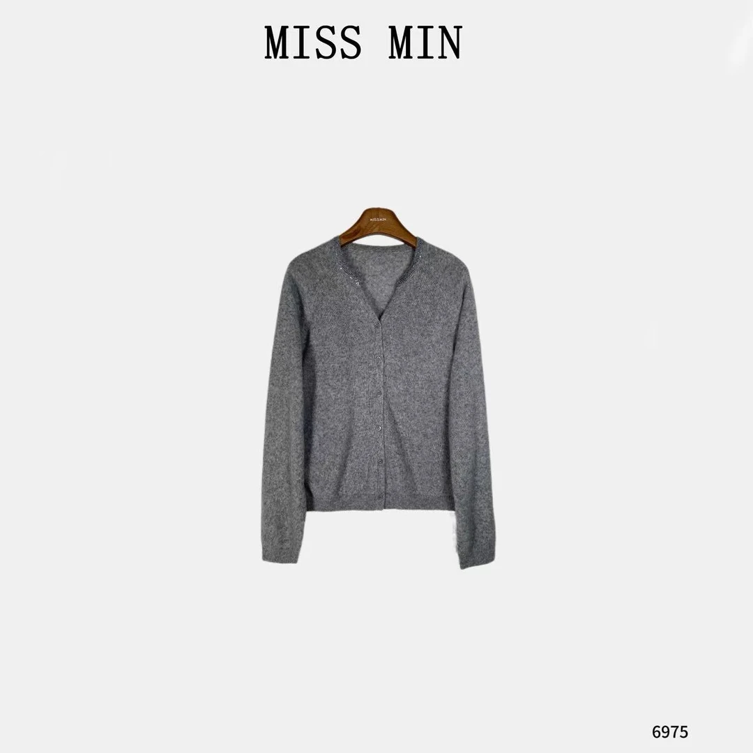 MISS MIN【柔纱缀光】亮片圆领金线微奢服装百搭显瘦针织开衫 6975
