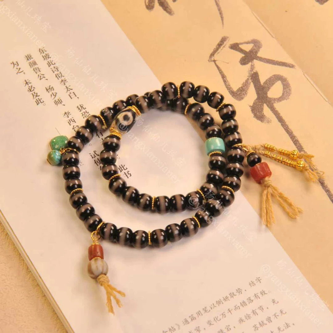 【杨仙仙珠宝】18K厚金镶嵌玛瑙多宝手串（7mm）-4139