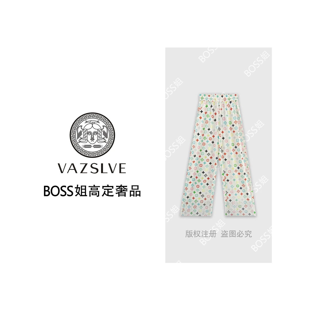 【VAZSLVE/原创设计】重工烫钻印花设计师休闲裤K5881