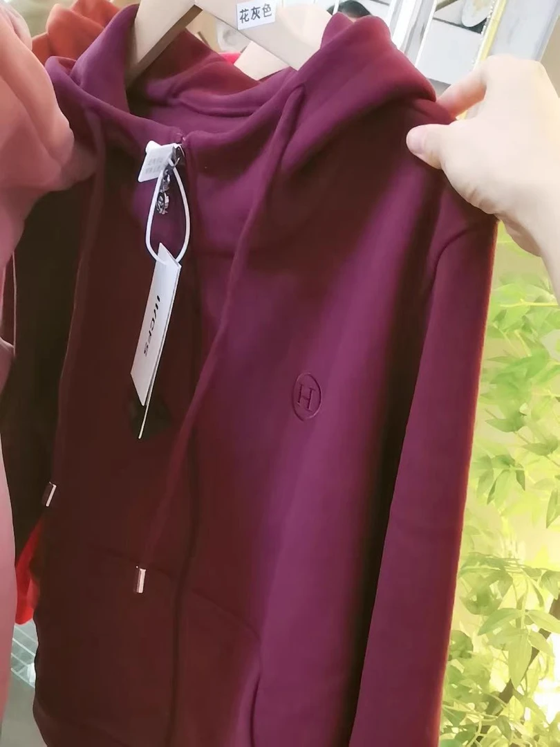 C578#时尚加绒连帽上衣外套（中码.90~120斤）