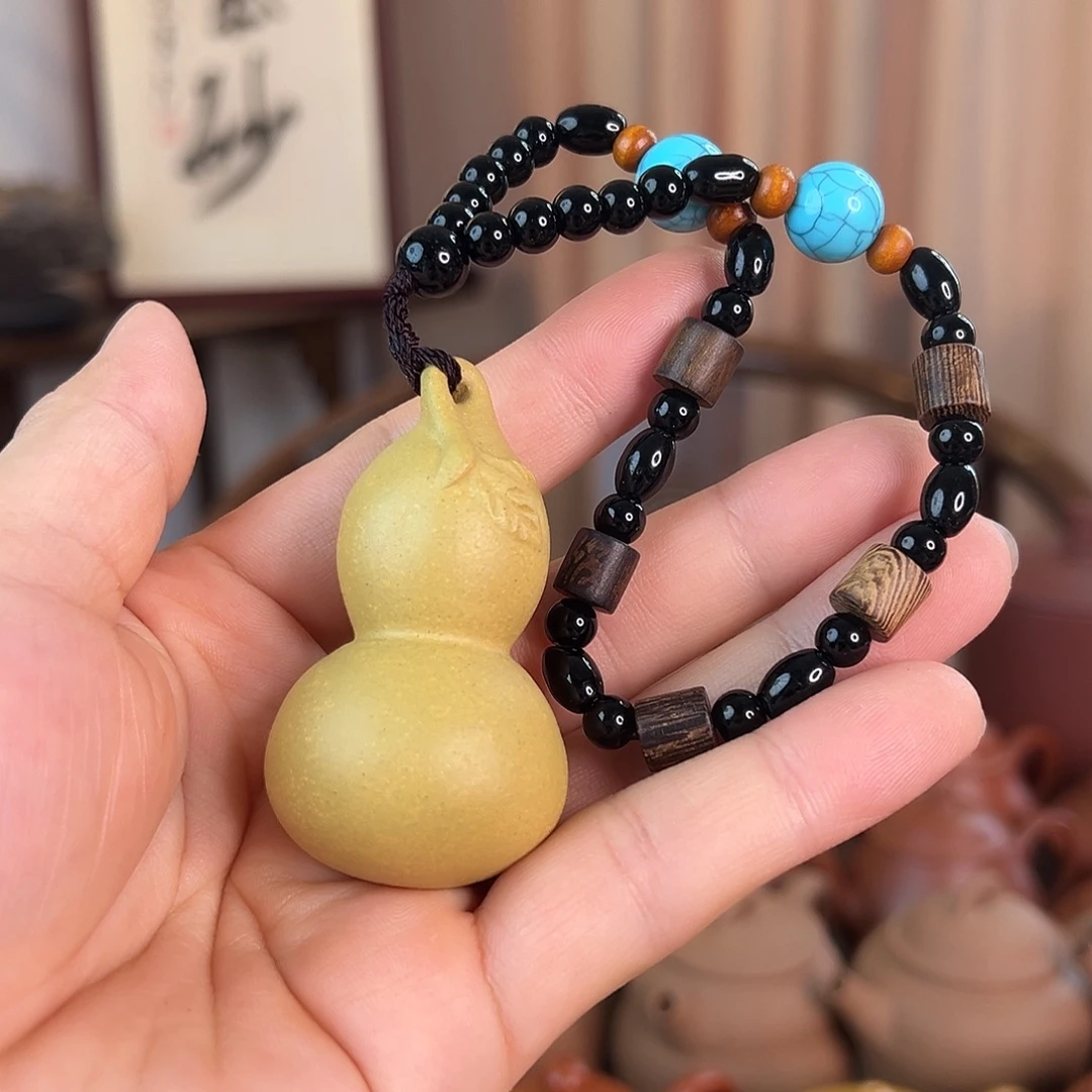 茶壶紫砂精品葫芦挂件 黄段