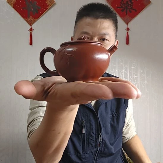 紫砂半手工小煤窑朱泥风竹