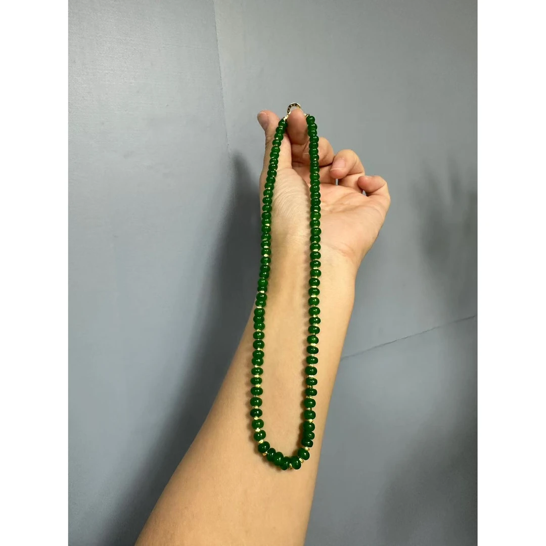 翡翠设计款14k算盘项链