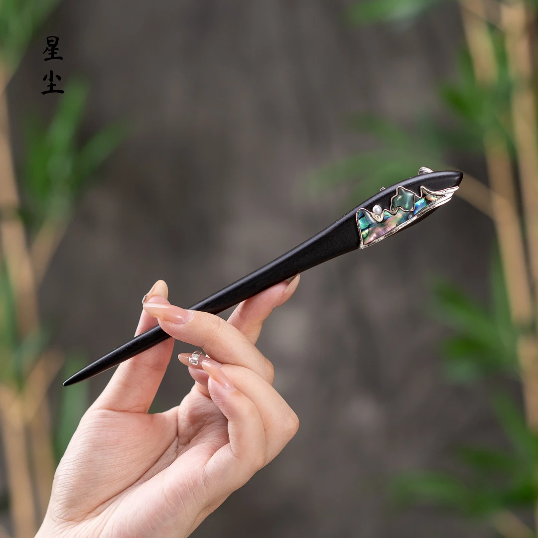 正宗檀木发簪简约【远赴山海】发簪盘头发簪子时尚日常簪子盘发百搭