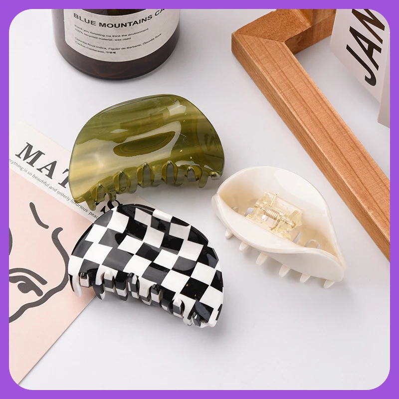 精美女士新款醋酸材质可爱卡通中号鲨鱼抓夹发饰盘发神器合金镀层