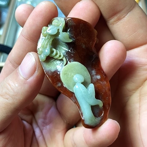 七***七颈饰未镶嵌翡翠福豆豆珠宝翡翠颈饰