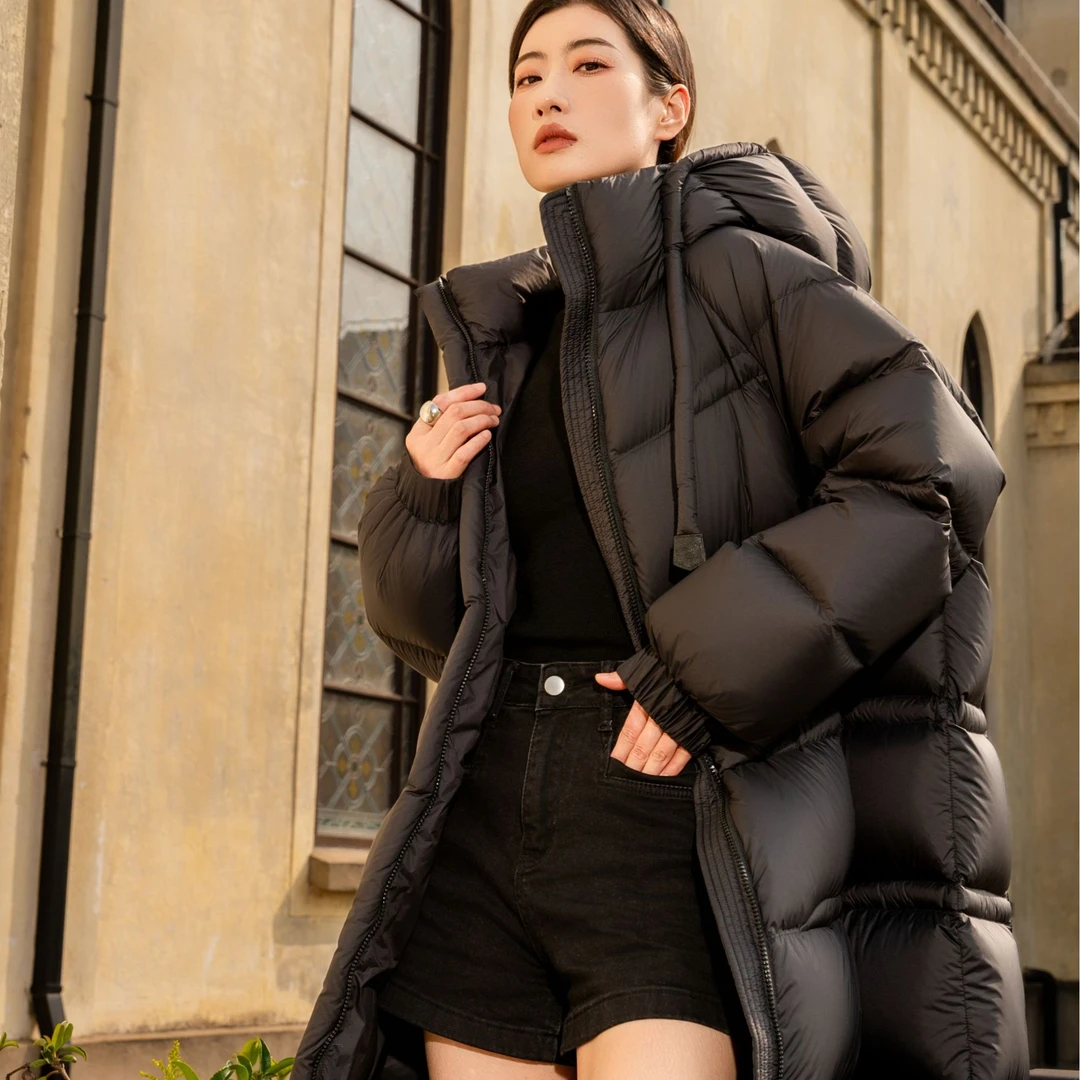 新国标90鹅绒长款加厚时尚休闲羽绒服-5209