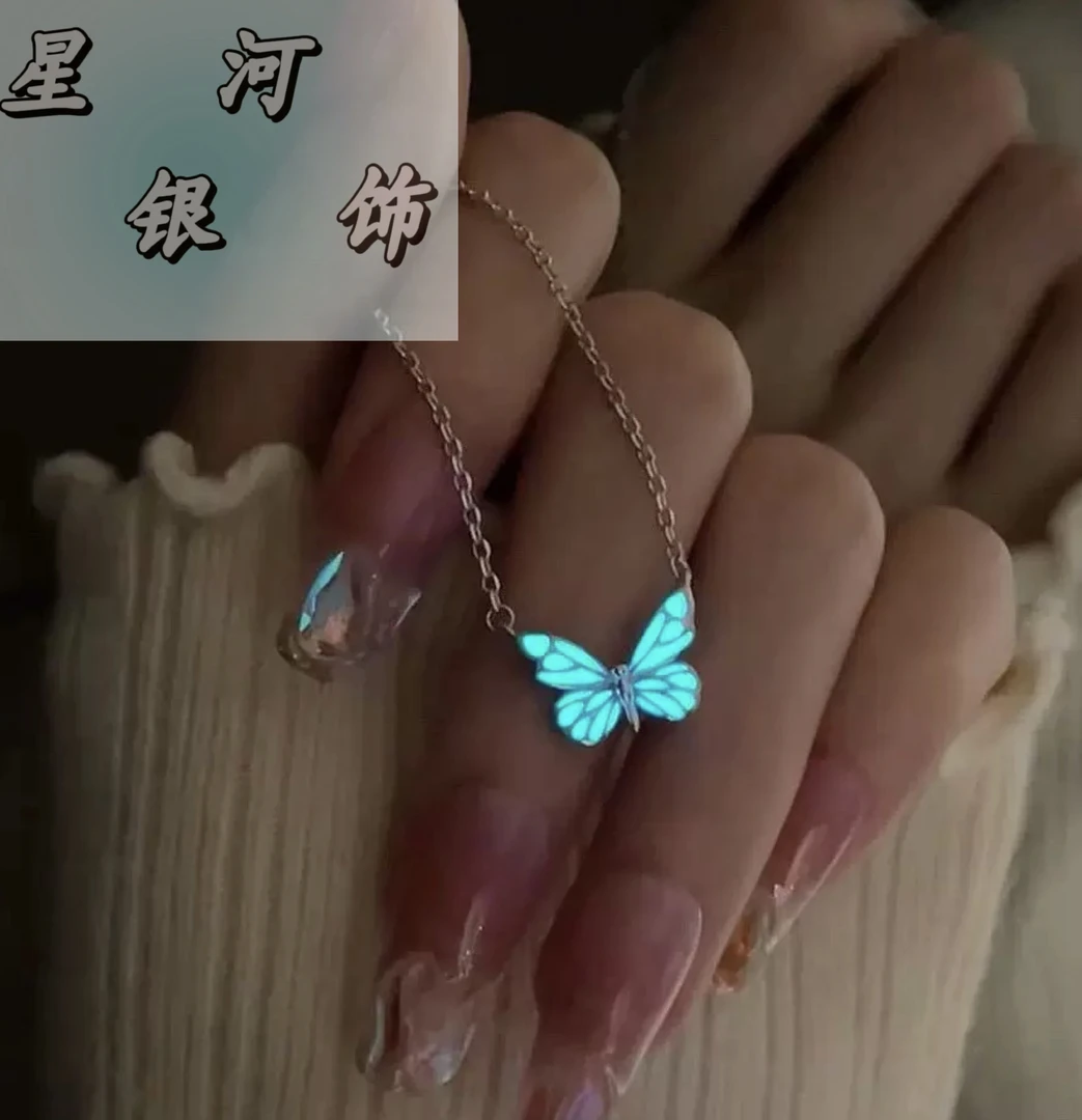 坠链均925银锆石 项链原创设计几何欧美风10cm以下超仙吊坠蓝色