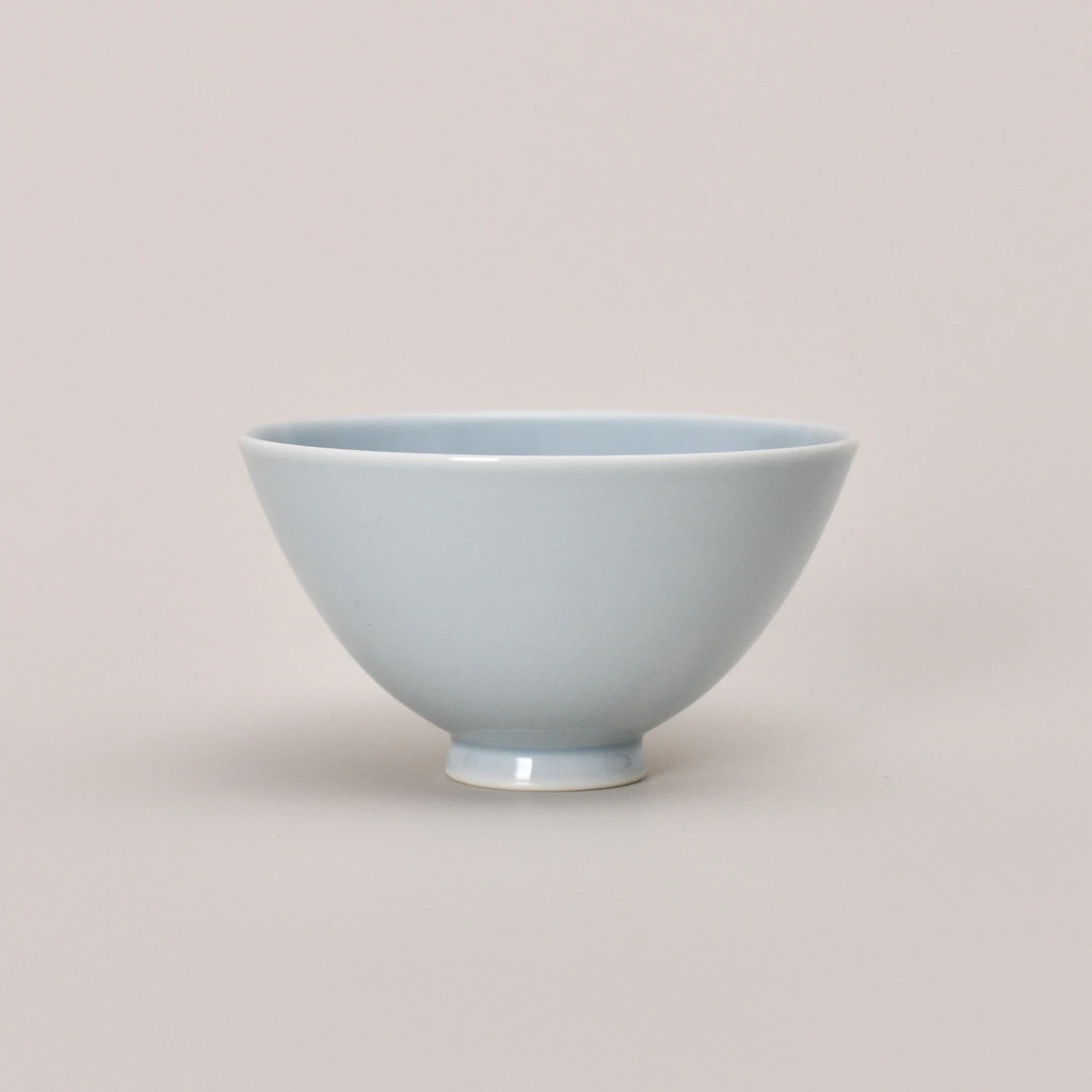 谷雨山房天蓝釉小鸡心杯景德镇手工陶瓷高端茶具主人杯茶杯90ml