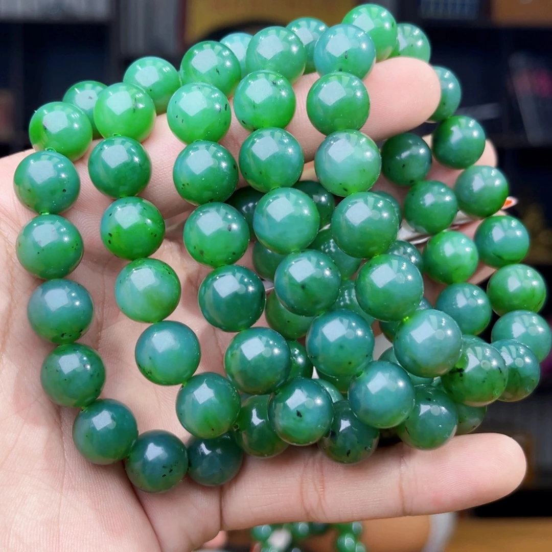 和田玉未镶嵌手串天然和田玉俄罗斯五号矿碧玉卡12多样性发其一