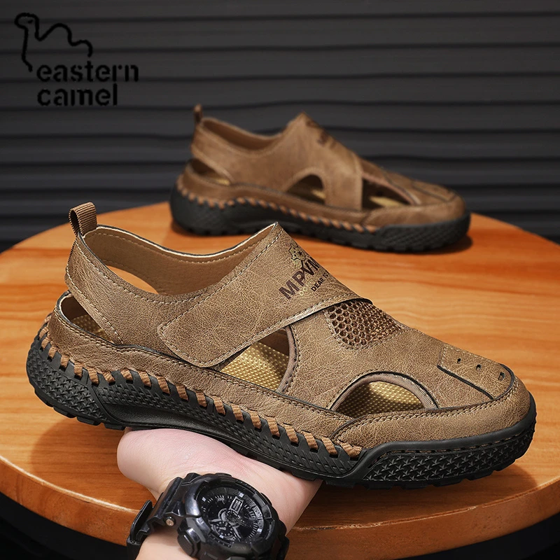东方骆驼皮凉鞋男士夏季大码外穿潮流2025新款溯溪软底防滑沙滩鞋