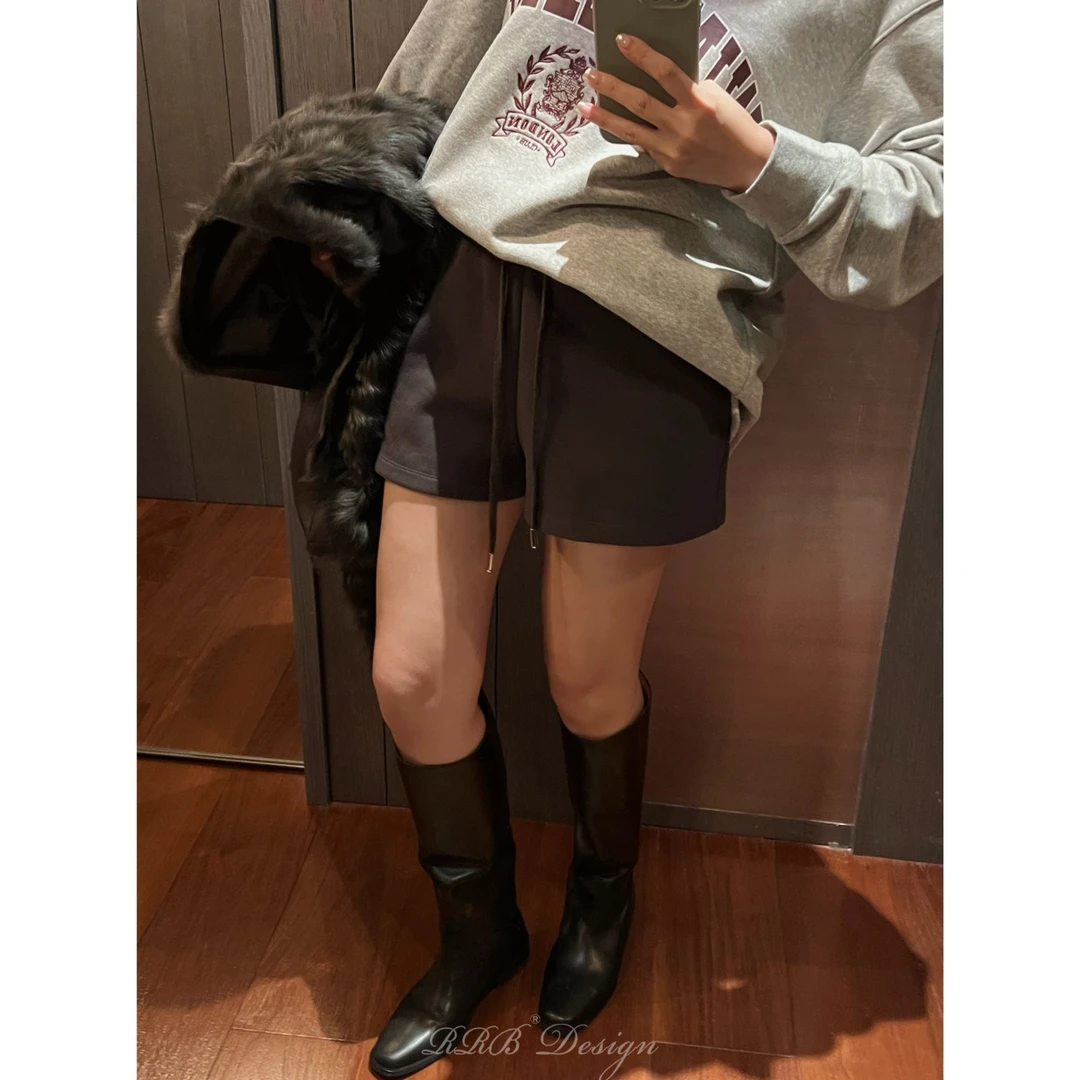 RRB Design「轻简时刻」日本东立丝绒加厚保暖显瘦松紧腰短裤