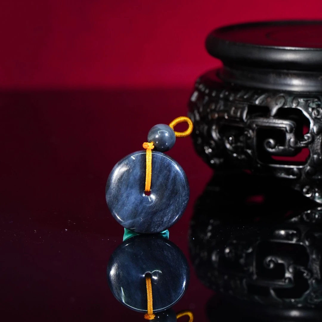 C2-AAA级【天然和田玉-平安扣（青花）】12.94g-YD10250003001167