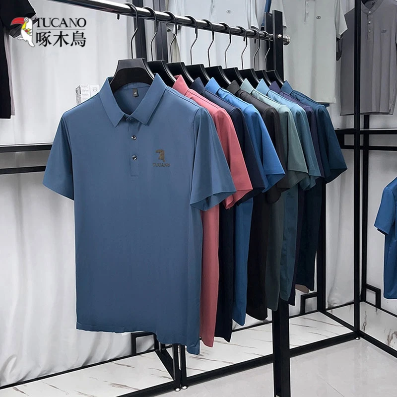 啄木鳥薄款Polo衫商务休闲男士中年半袖短袖翻领夏季男装商务t恤