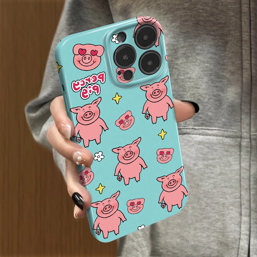 满屏小猪苹果16promax小众手机壳iPhone15高级菲林14全包壳12安卓