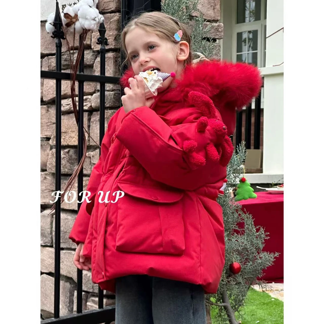 [FOR UP]爱丽小兔刺绣毛领羽绒服244-FU-69017多色