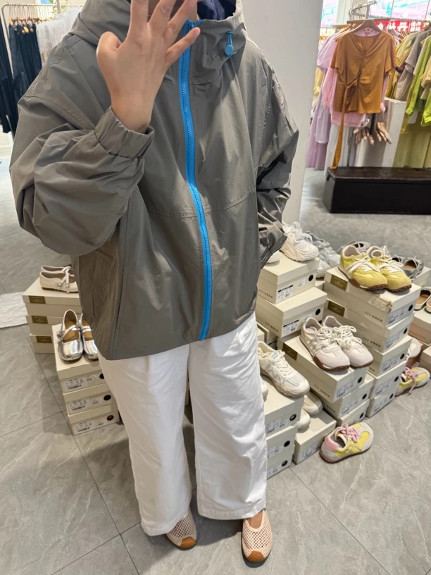 防风常规短外套情侣连帽外套蓝色拉链