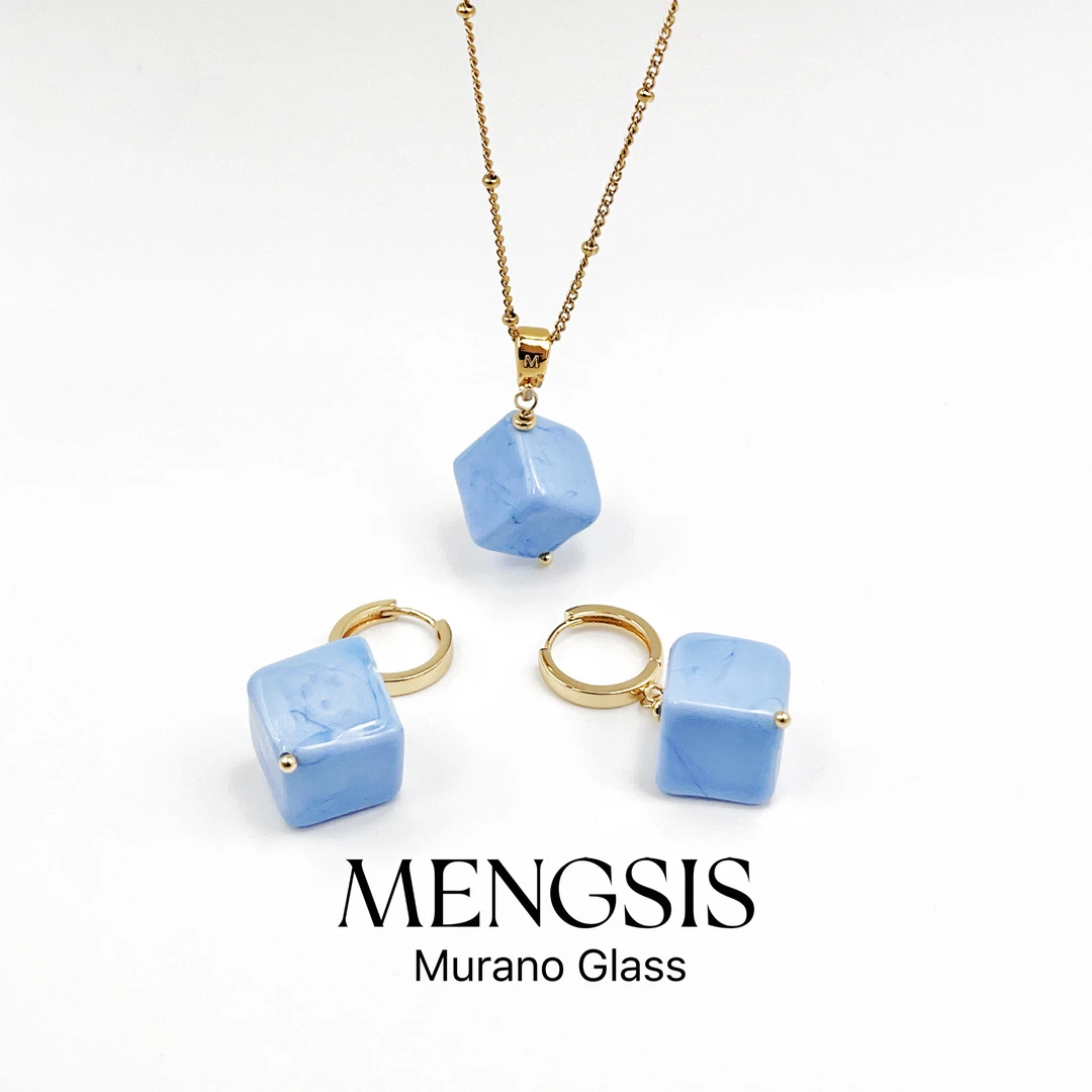 意大利Murano 手工艺琉璃 精美质感多面实色琉璃耳环 9.22