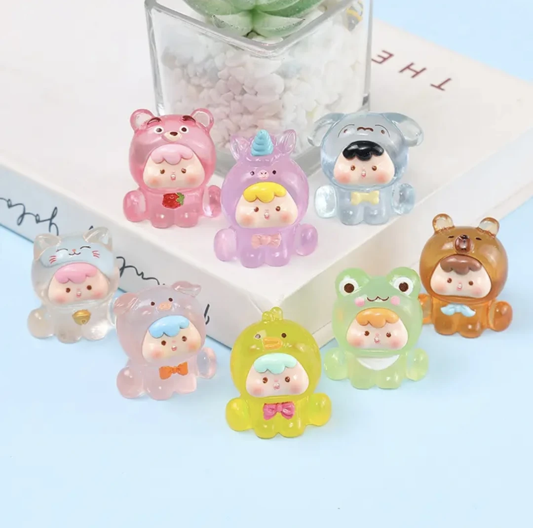 【九宫格+包配套】卡通高透动物崽崽diy少女心树脂摆件