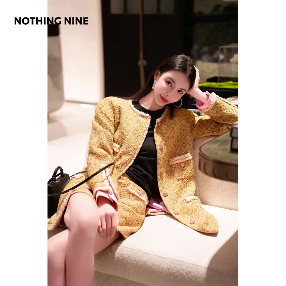 NOTHING NINE奥维尔麦田编织马赛克粉钻外套
