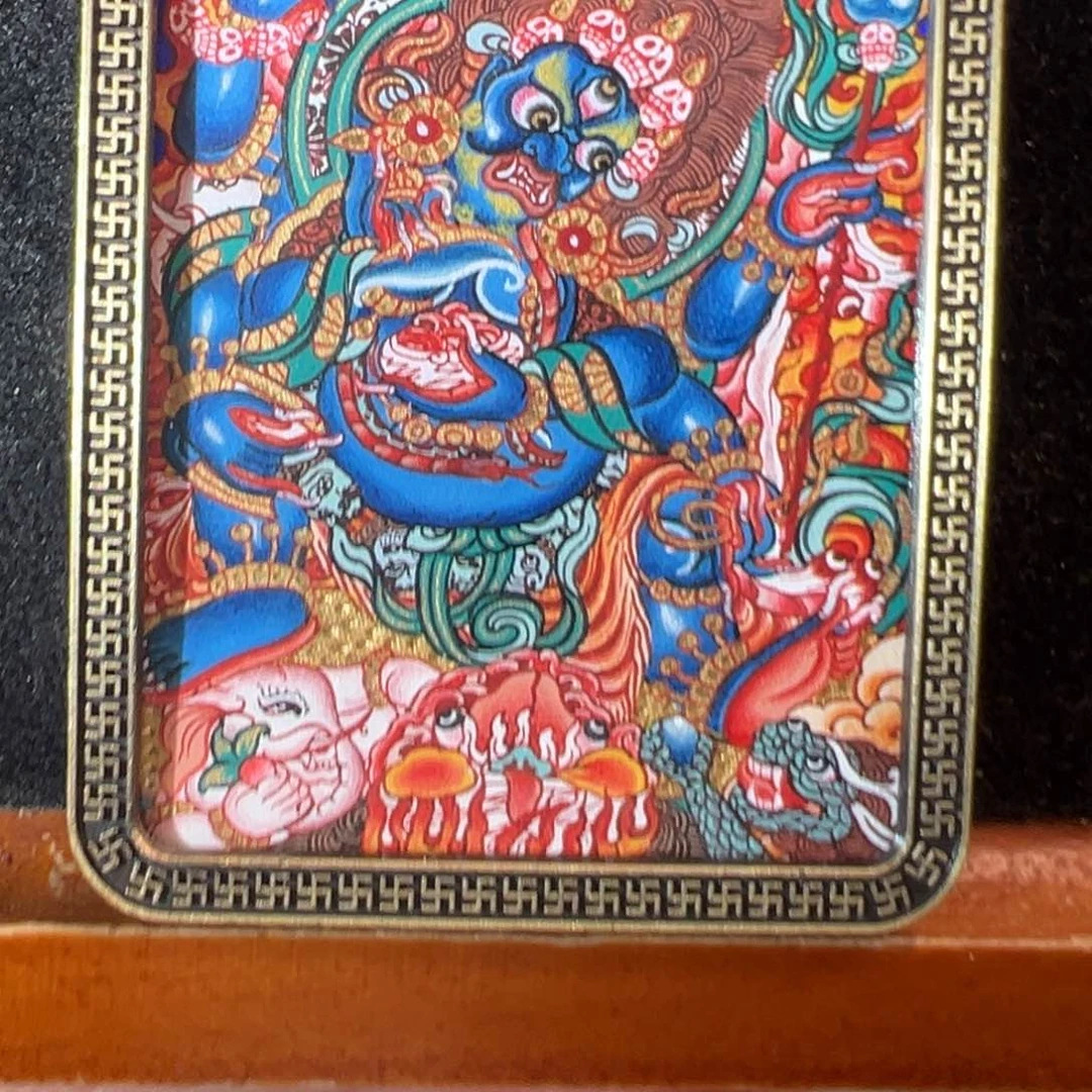 吊坠热贡手绘唐卡—六臂大黑天