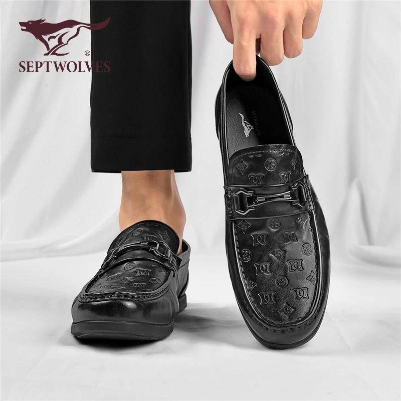 七匹狼正品豆豆鞋2025新款秋季男鞋一脚蹬休闲皮鞋软底舒适乐福鞋
