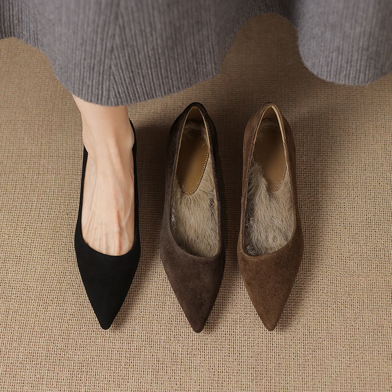 2025年冬季新款加绒单鞋女时尚百搭气质尖头细跟不累脚工作高跟鞋