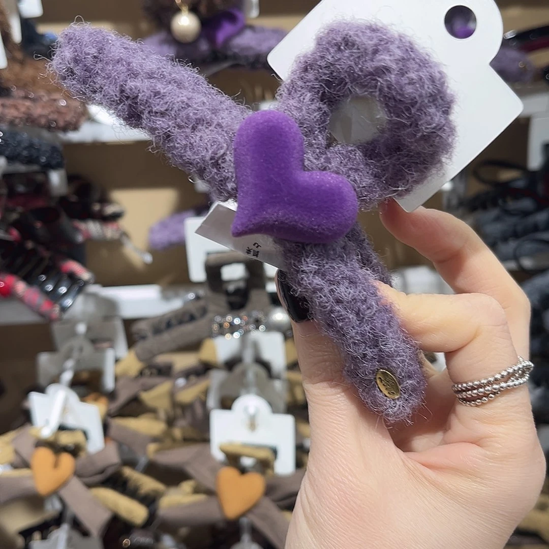 布艺非金属紫爱心大抓