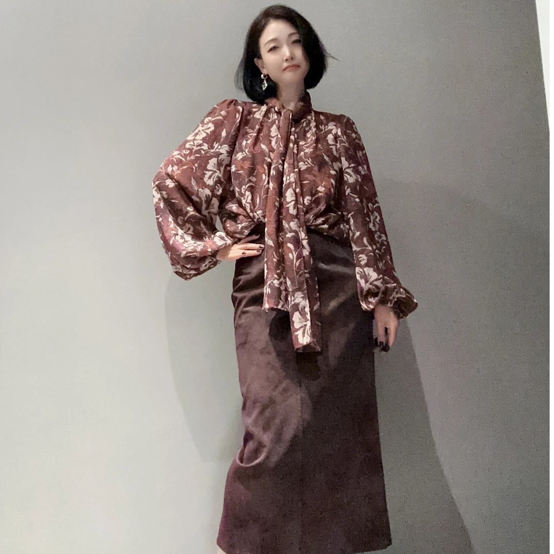 【烧花】高工艺印花提花飘带衬衣MT10040