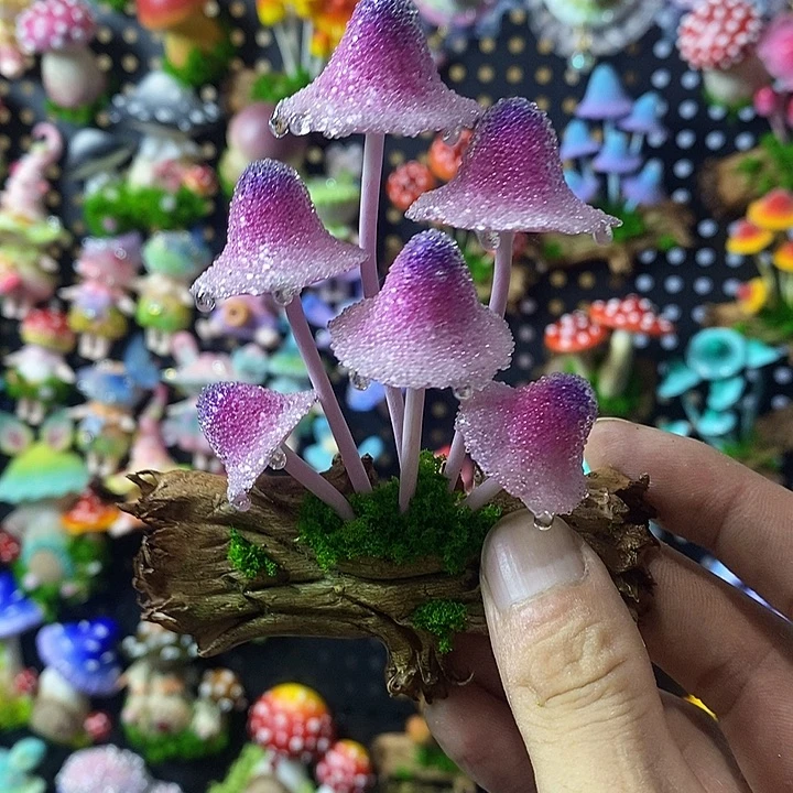 ****虹双层款树脂粘土蘑菇冰箱贴