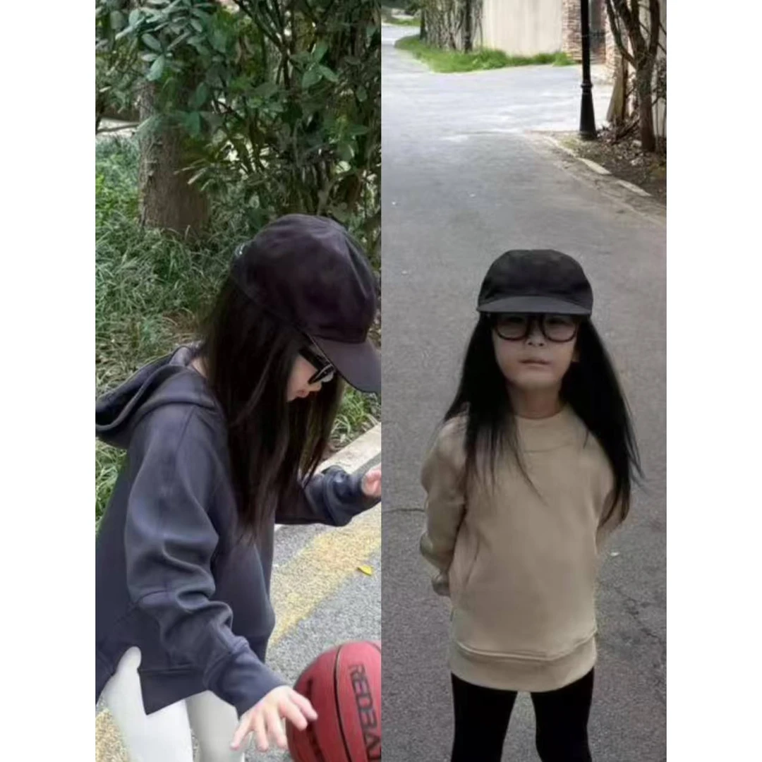 大金定制款潮牌L&u户外双色连帽套头开叉男女童棉感运动卫衣