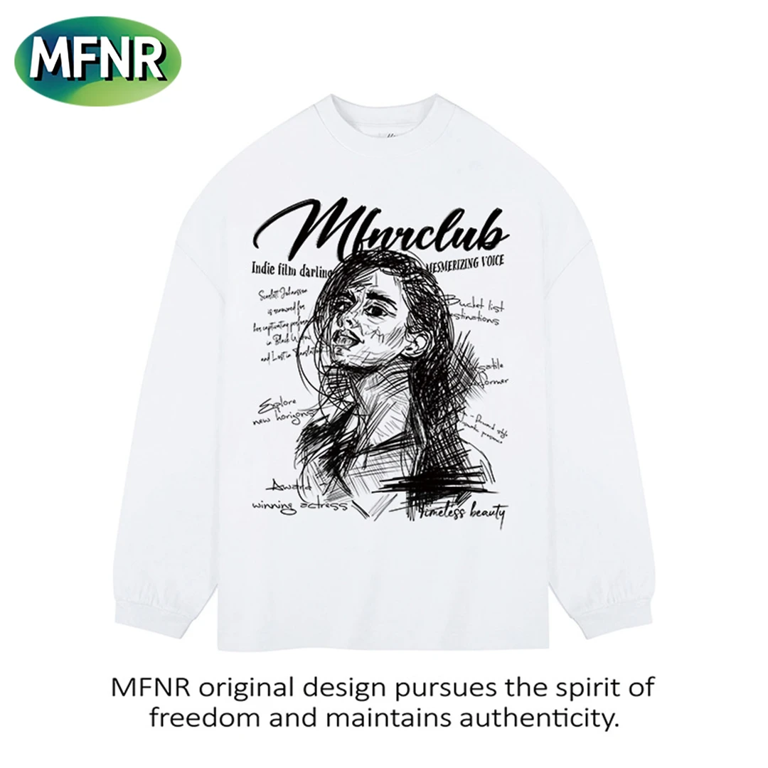 高街复古设计感重磅纯棉圆领长袖男女情侣秋季新款小众T恤上衣ins