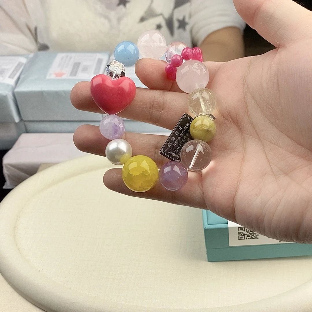 水晶手链银S925镀金镶嵌