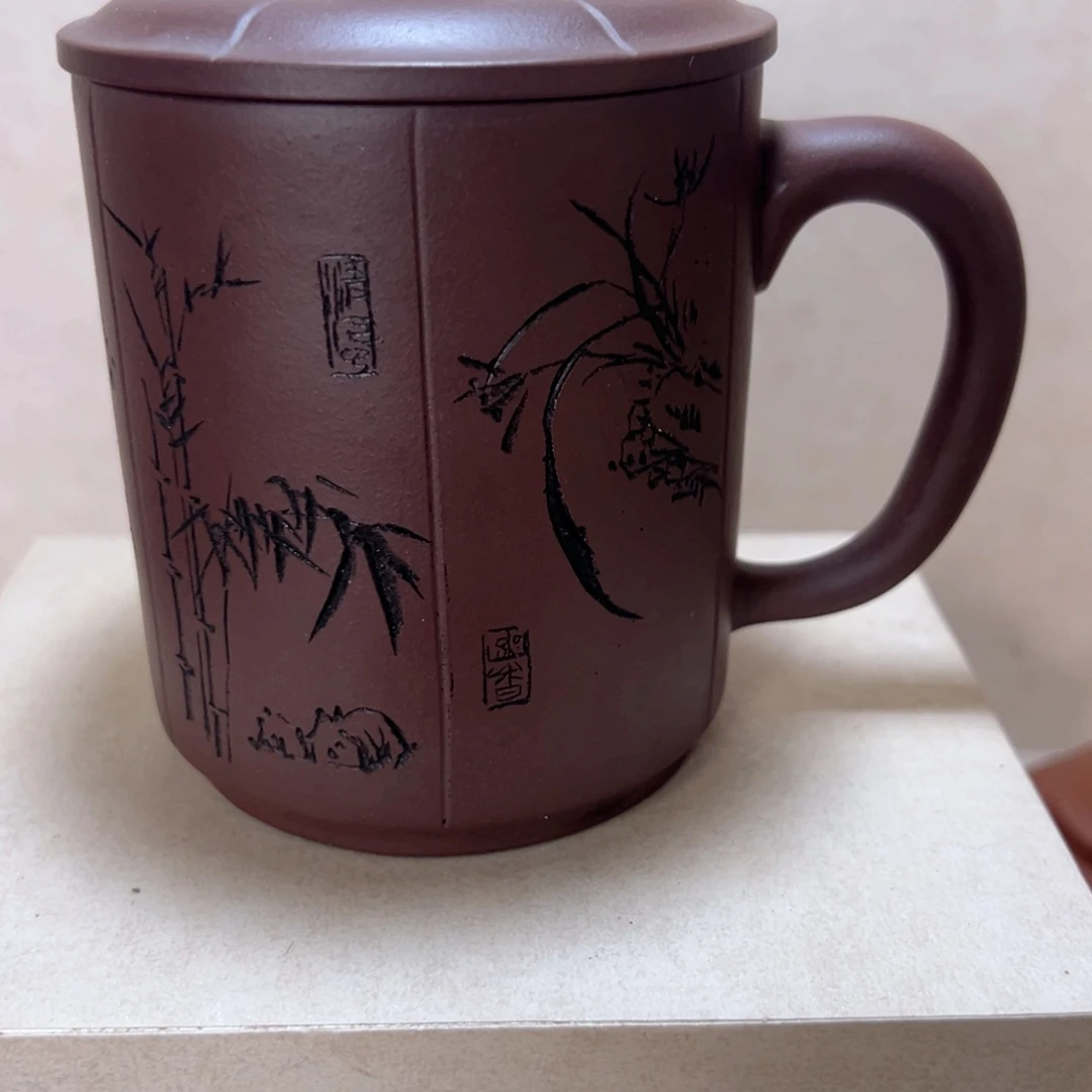 紫砂茶壶老紫泥君子杯