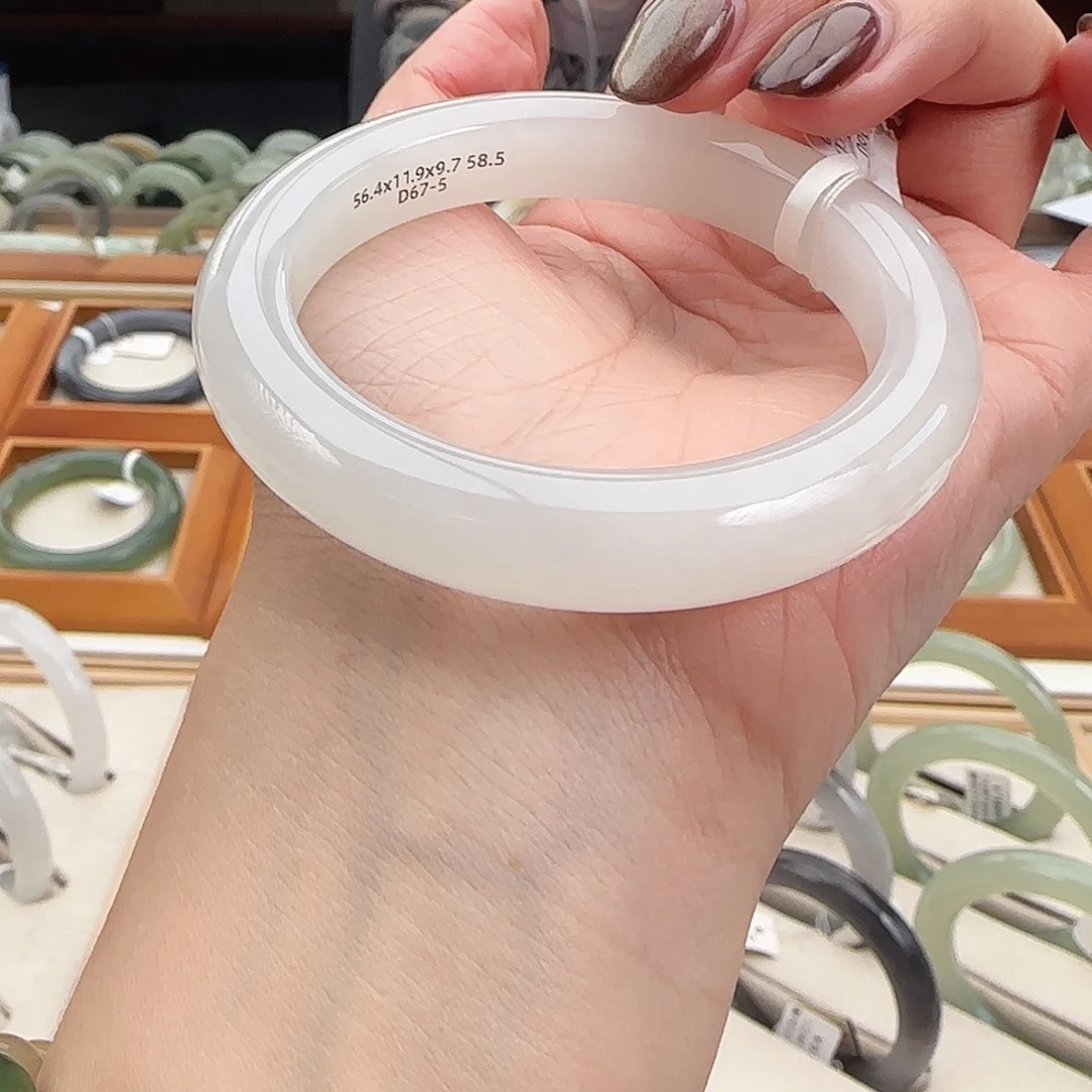 和田玉未镶嵌手镯冰胶荔枝正圈56-57 高性价比