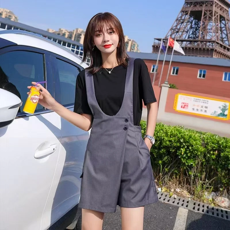 0916背带裤短裤阔腿裤夏新款减龄时尚休闲