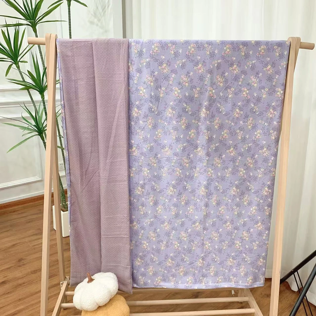 【苍兰紫】精梳斜纹木棉磨绒磨毛单人被套被罩加厚学生家用四季床品