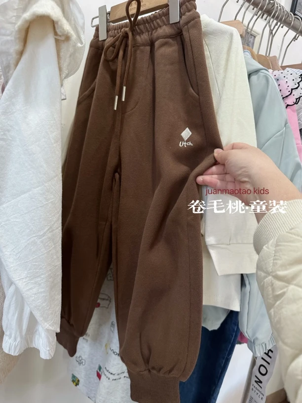 卷毛桃2025春好看的咖啡色运动裤