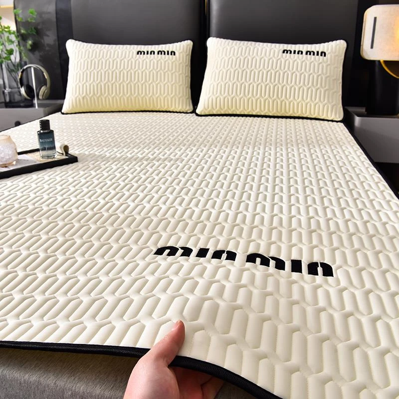 2025夏季新款冰丝防滑乳胶凉席三件套可机洗凉感软席子1.5m1.8m床