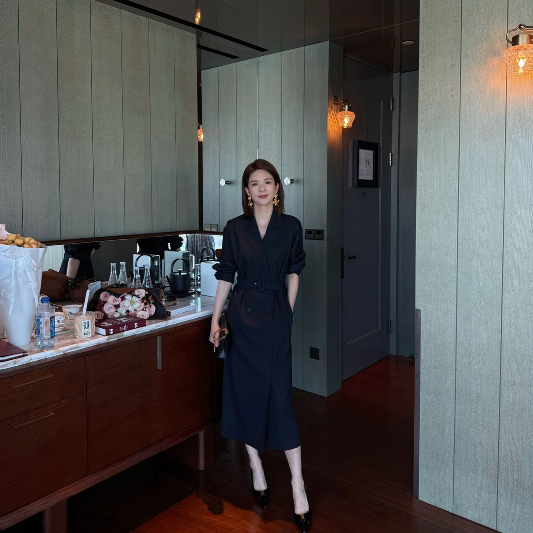 ANGELIAORIGINAL松弛自若 风衣式气质通勤秋冬新款连衣裙#686