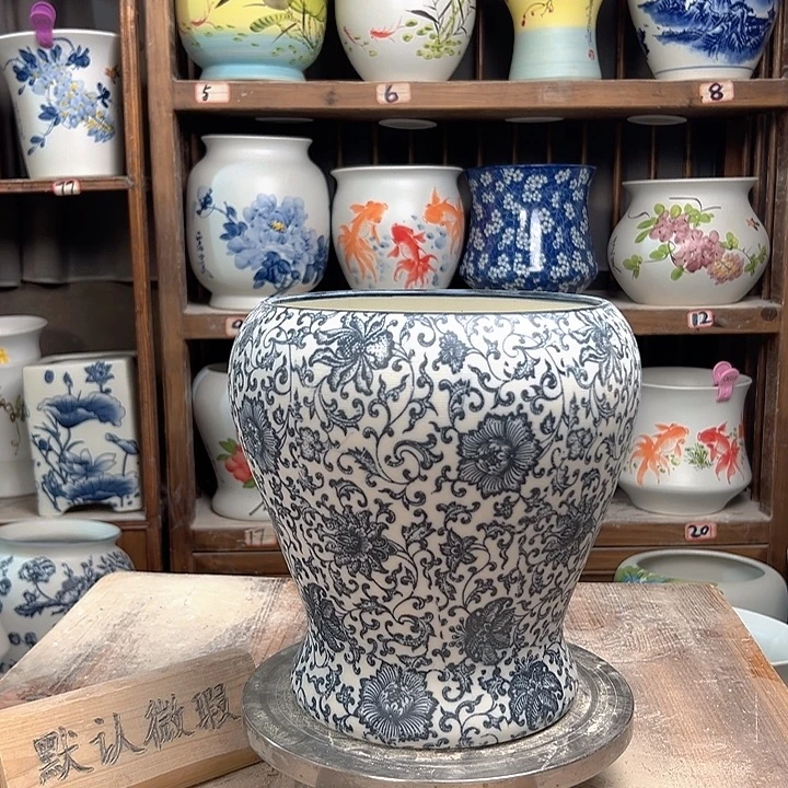 陶鱼尾复古青花陶瓷陶瓷陶瓷