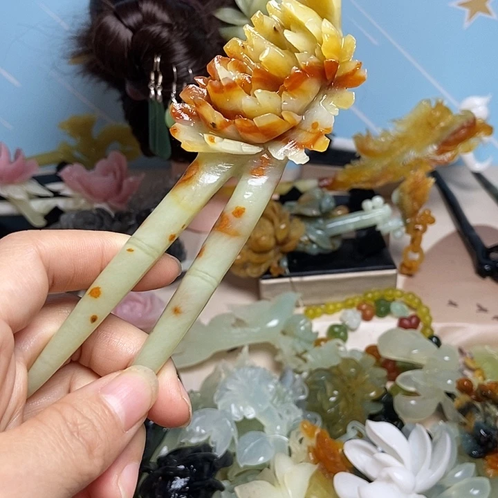 岫玉未镶嵌发簪发簪