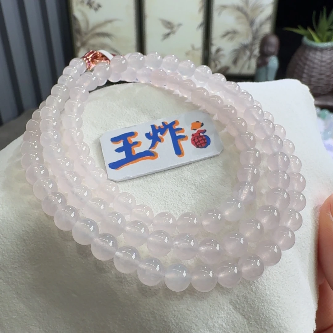 未镶嵌手链翡翠巨巨巨巨巨漏高冰少女粉长串6mm