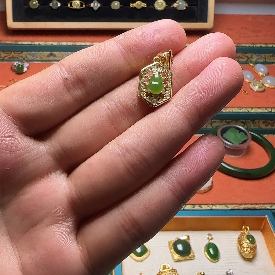和田玉（碧玉）银S925镶嵌颈饰