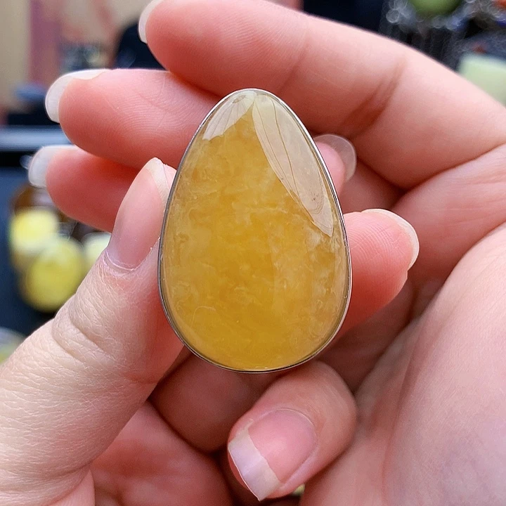 琥珀裸石银S925镶嵌冰*妈戒指