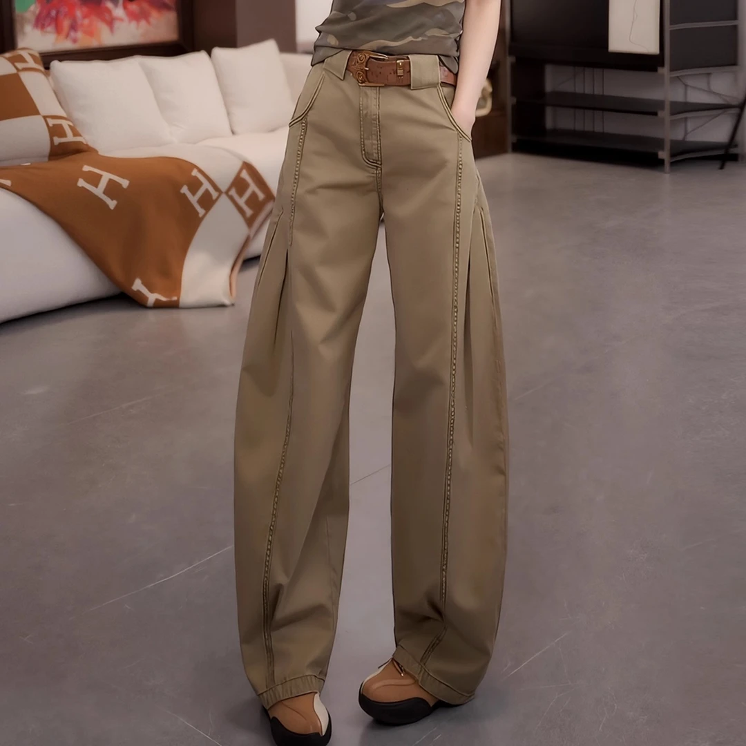 胖mm秋季新款美式高级感洋气时尚直筒裤女百搭日常通勤风休闲长裤