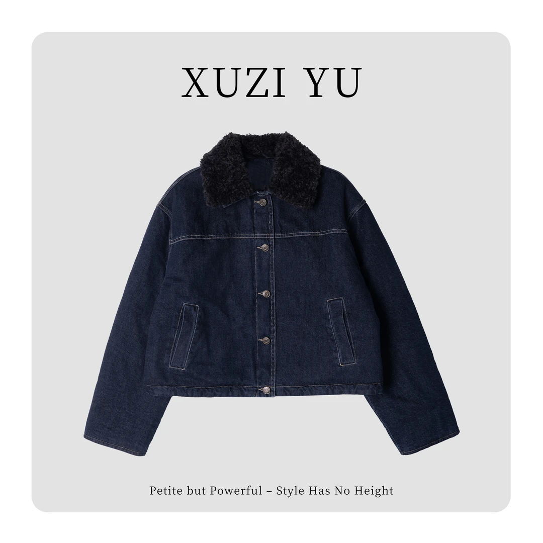 XUZI YU.小个子定制复古毛领牛仔外套女夹棉加厚翻领7721-W191173