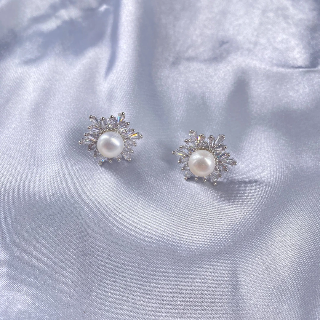 ZY0011 天然珍珠 时尚优雅大气经典小众轻奢精致简约款雪花三件套