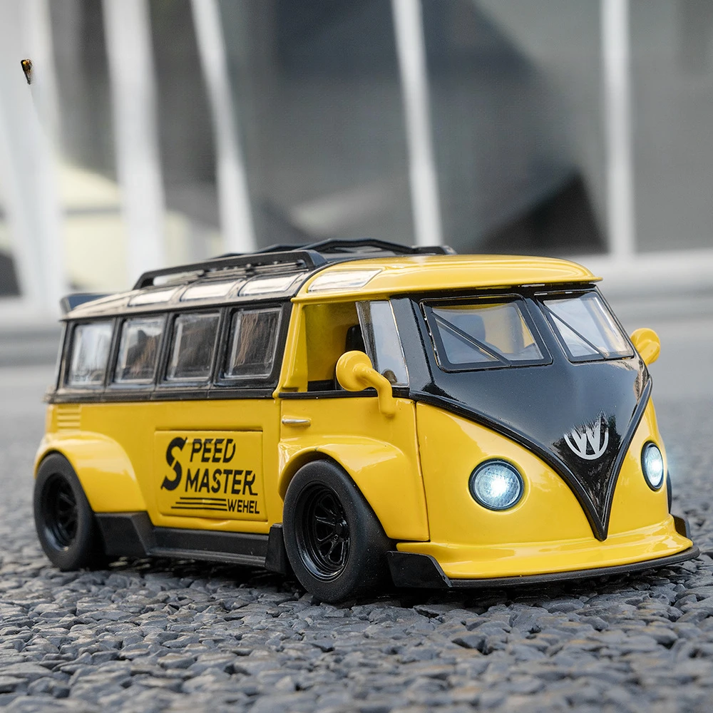 大众T1巴士合金车模型汽车模型玩具车仿真1:32声光回力收藏摆件