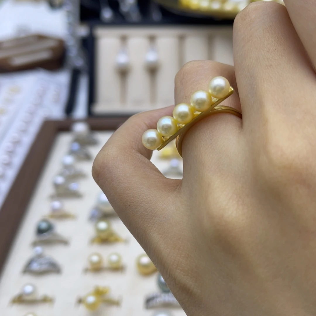 戒指海水珍珠银S925镶嵌